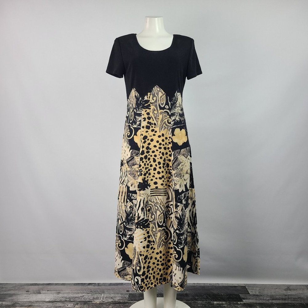 Vintage Joseph Ribkoff Animal Print Dress Midi Size 10